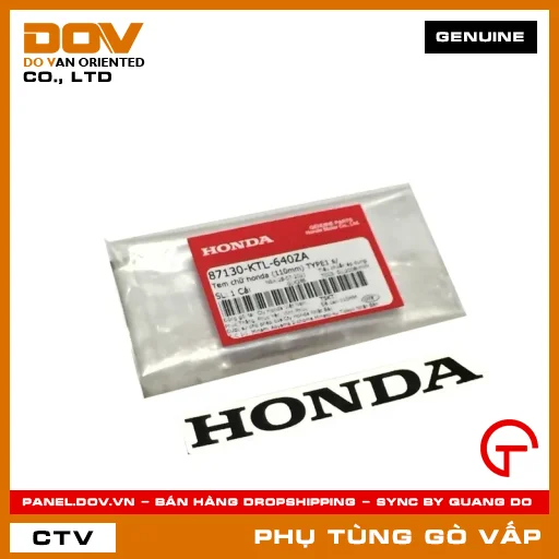 TEM CHỮ HONDA (110MM) MÃ PHỤ TÙNG 87130KTL640ZA — 87130KTL640ZA