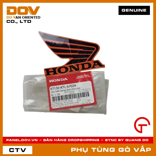 TEM BIỂU TƯỢNG CÁNH CHIM PHẢI MÃ PHỤ TÙNG 87130KTL670ZA — 87130KTL670ZA