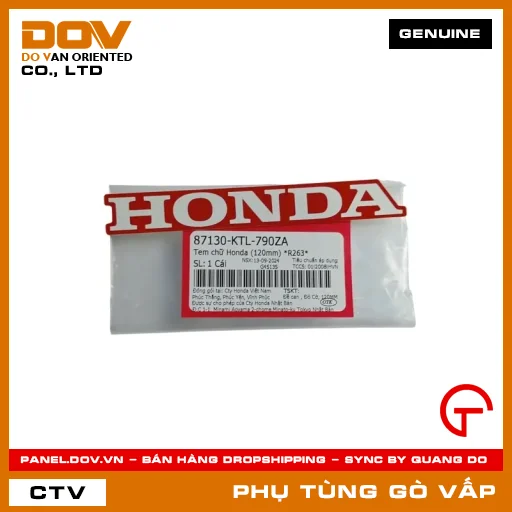 TEM CHỮ HONDA (120MM) *R263* MÃ PHỤ TÙNG 87130KTL790ZA — 87130KTL790ZA