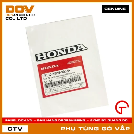 TEM ỐP TRƯỚC CHỮ HONDA 80MM *N MÃ PHỤ TÙNG 87130KWWV00ZA — 87130KWWV00ZA