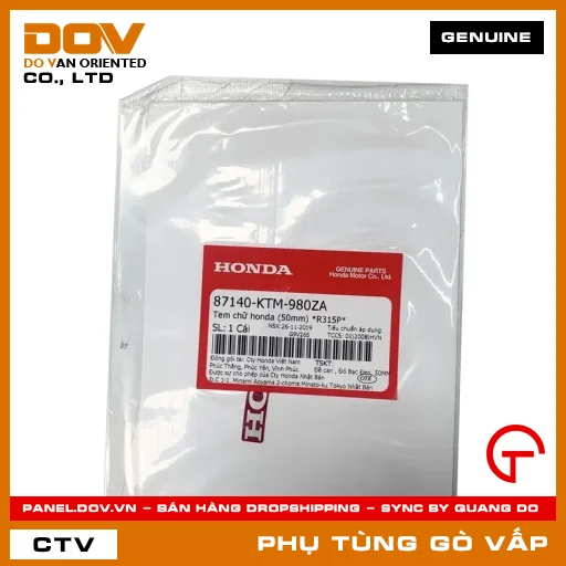 TEM CHỮ HONDA (50MM) *R315P* MÃ PHỤ TÙNG 87140KTM980ZA — 87140KTM980ZA
