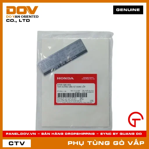 TEM HƯỚNG DẪN SỬ DỤNG VỎ MÃ PHỤ TÙNG 87505GBGB20 — 87505GBGB20