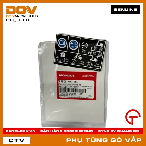 TEM HƯỚNG DẪN SỬ DỤNG VỎ MÃ PHỤ TÙNG 87505K0RV00 — 87505K0RV00