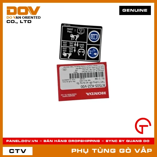 TEM HƯỚNG DẪN SỬ DỤNG VỎ MÃ PHỤ TÙNG 87505K2ZV00 — 87505K2ZV00