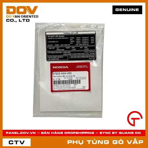 TEM HƯỚNG DẪN SỬ DỤNG VỎ MÃ PHỤ TÙNG 87505K44V00 — 87505K44V00