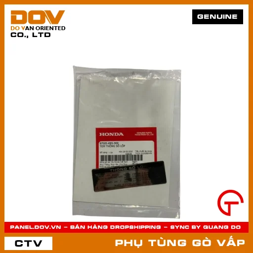 TEM THÔNG SỐ VỎ MÃ PHỤ TÙNG 87505KRS900 — 87505KRS900