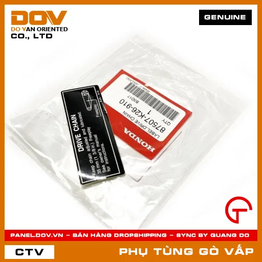 TEM DÁN THÔNG SỐ XÍCH TẢI MÃ PHỤ TÙNG 87507K26910 — 87507K26910