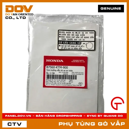 TEM HƯỚNG DẪN LÁI XE AN TOÀN MÃ PHỤ TÙNG 87560KTM900 — 87560KTM900
