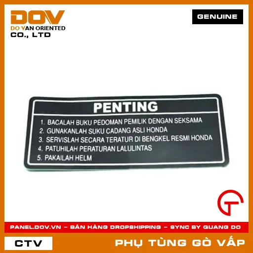 TEM HƯỚNG DẪN LÁI XE MÃ PHỤ TÙNG 87560KVB930 — 87560KVB930
