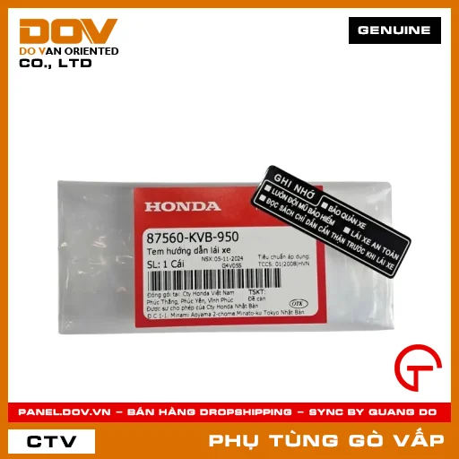 TEM HƯỚNG DẪN LÁI XE MÃ PHỤ TÙNG 87560KVB950 — 87560KVB950