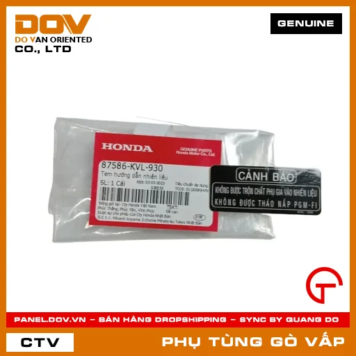TEM HƯỚNG DẪN NHIÊN LIỆU MÃ PHỤ TÙNG 87586KVL930 — 87586KVL930