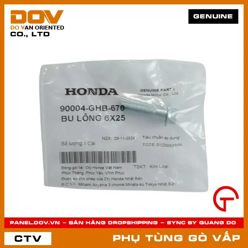 BU LÔNG 6X25 MÃ PHỤ TÙNG 90004GHB670 — 90004GHB670