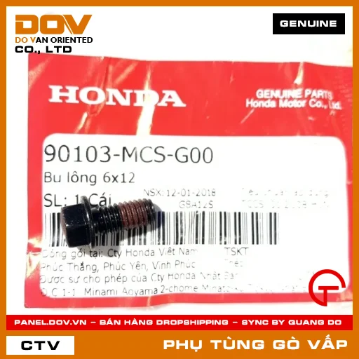 BU LÔNG 6X12 MÃ PHỤ TÙNG 90103MCSG00 — 90103MCSG00