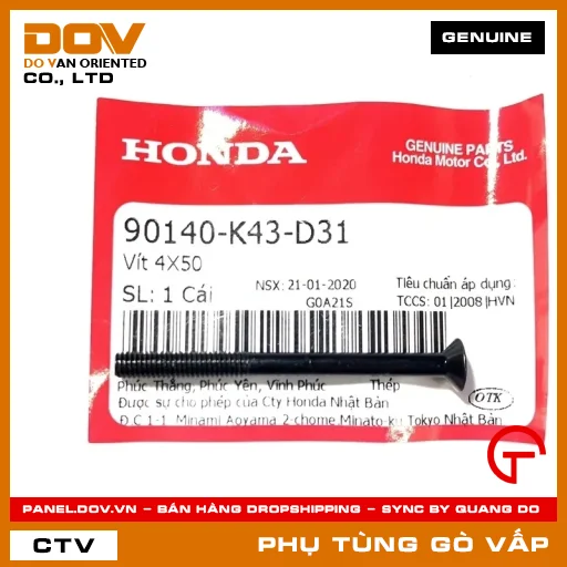 VÍT 4X50 MÃ PHỤ TÙNG 90140K43D31 — 90140K43D31