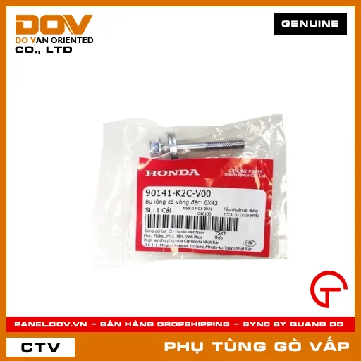 BU LÔNG CÓ VÒNG ĐỆM 6X43 MÃ PHỤ TÙNG 90141K2CV00 — 90141K2CV00