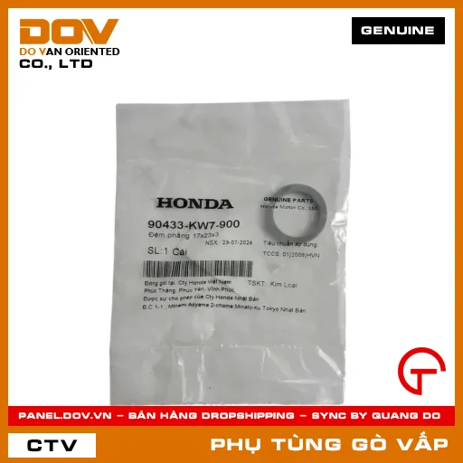 ĐỆM PHẲNG 17X23X3 MÃ PHỤ TÙNG 90433KW7900 — 90433KW7900