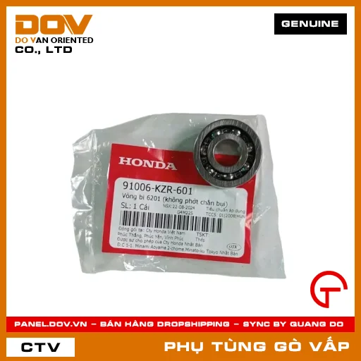 VÒNG BI 6201 (KHÔNG PHỚT CHẮN BỤI) MÃ PHỤ TÙNG 91006KZR601 — 91006KZR601