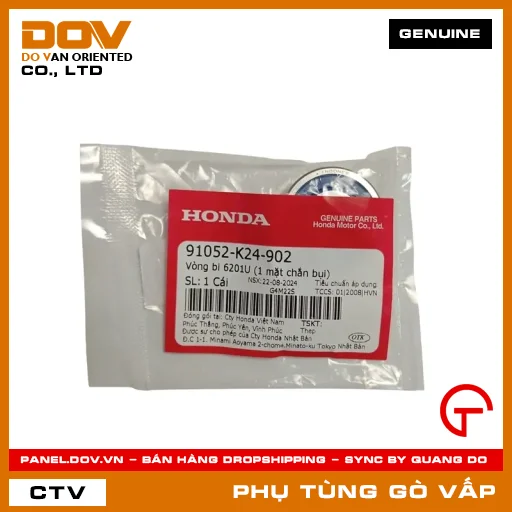 VÒNG BI 6201U (1 MẶT CHẮN BỤI) MÃ PHỤ TÙNG 91052K24902 — 91052K24902