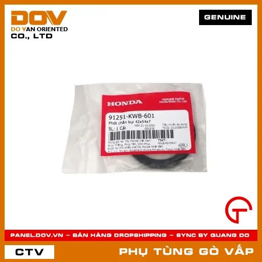 PHỚT CHẮN BỤI 42X54X7 MÃ PHỤ TÙNG 91251KWB601 — 91251KWB601