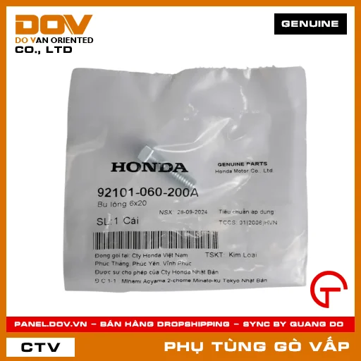 BU LÔNG 6X20 MÃ PHỤ TÙNG 92101060200A — 92101060200A