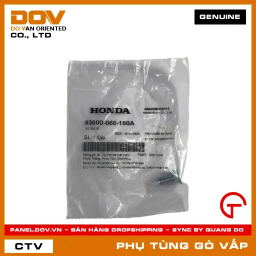VÍT 6X16 MÃ PHỤ TÙNG 93600060160A — 93600060160A