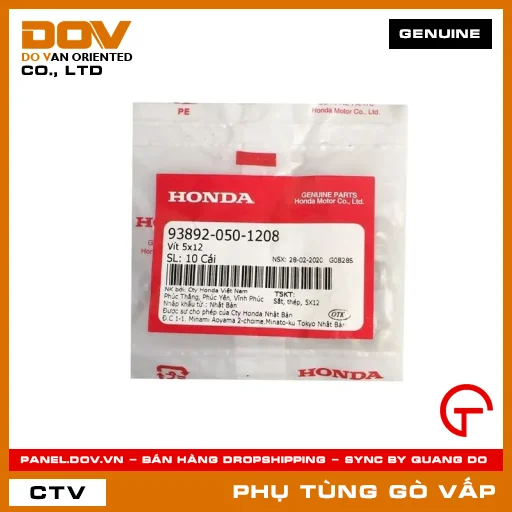 VÍT CÓ VÒNG ĐỆM 5X12 MÃ PHỤ TÙNG 938920501208 — 938920501208