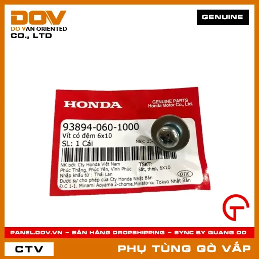 VÍT CÓ ĐỆM 6X10 MÃ PHỤ TÙNG 938940601000 — 938940601000