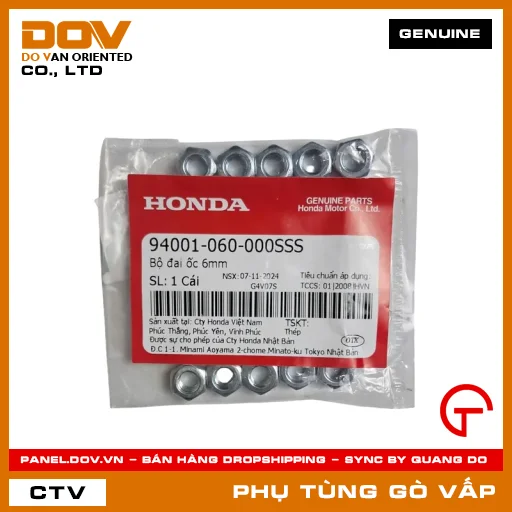 BỘ ĐAI ỐC 6MM MÃ PHỤ TÙNG 94001060000SSS — 94001060000SSS