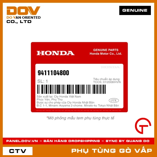 VÒNG ĐỆM 4MM MÃ PHỤ TÙNG 9411104800 — 9411104800
