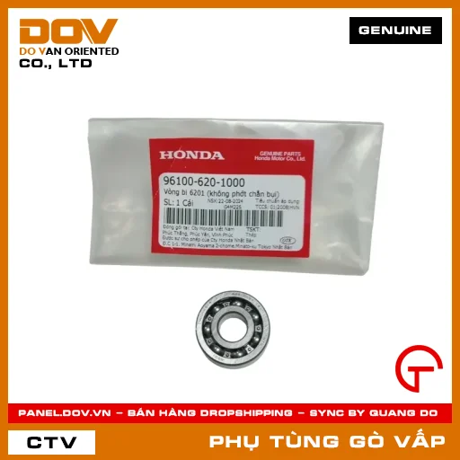 VÒNG BI 6201 (KHÔNG PHỚT CHẮN BỤI) MÃ PHỤ TÙNG 961006201000 — 961006201000
