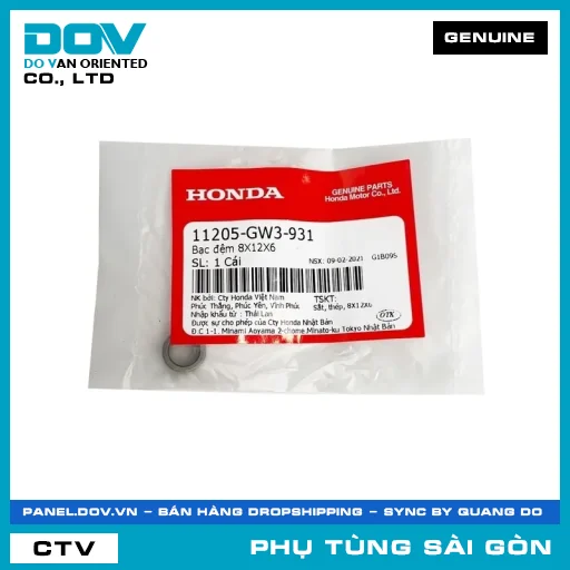 BẠC ĐỆM 8X12X6 | HONDA PARTS CODE 11205GW3931 — 11205GW3931