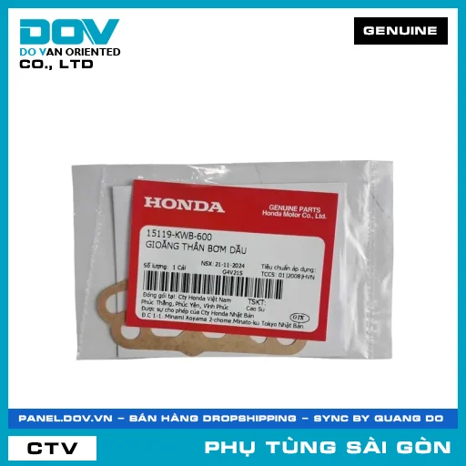 RON THÂN BƠM NHỚT | HONDA PARTS CODE 15119KWB600 — 15119KWB600