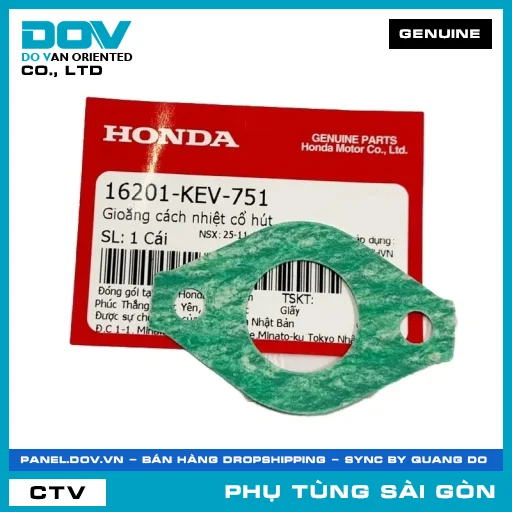 RON CÁCH NHIỆT CỔ HÚT | HONDA PARTS CODE 16201KEV751 — 16201KEV751