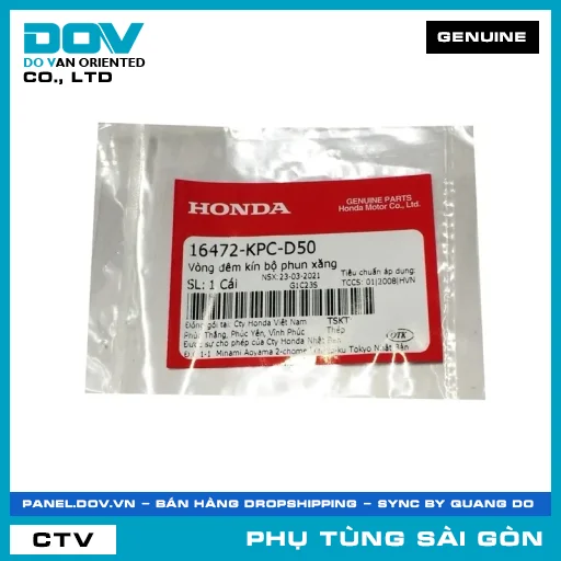 VÒNG ĐÊM KÍN BỘ PHUN XĂNG | HONDA PARTS CODE 16472KPCD50 — 16472KPCD50