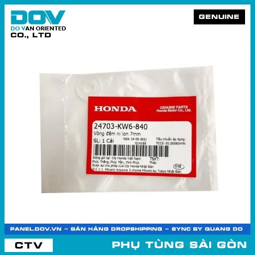 LONG ĐỀN NI LON 7MM | HONDA PARTS CODE 24703KW6840 — 24703KW6840