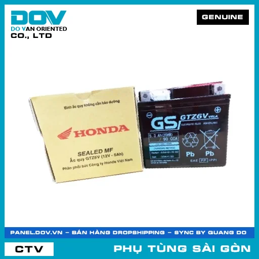 BÌNH ẮC QUY GTZ6V | HONDA PARTS CODE 31500K01901 — 31500K01901