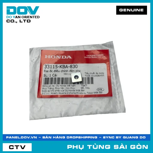 ĐAI ỐC ĐIỀU CHỈNH ĐÈN PHA | HONDA PARTS CODE 33115KBA830 — 33115KBA830