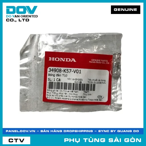 BÓNG ĐÈN T10 | HONDA PARTS CODE 34908K57V01 — 34908K57V01