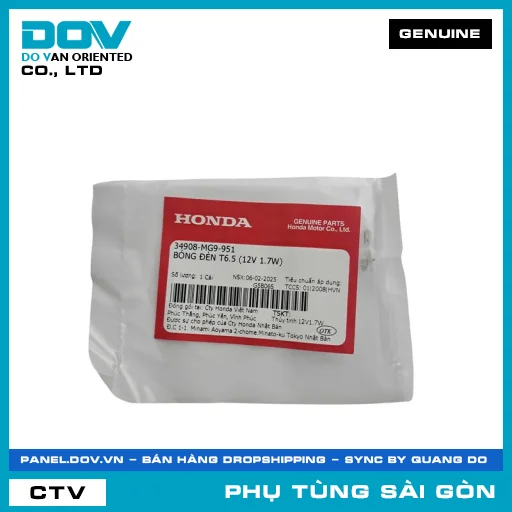 BÓNG ĐÈN T6.5 (12V 1.7W) | HONDA PARTS CODE 34908MG9951 — 34908MG9951