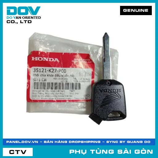 PHÔI CHÌA KHÓA ĐIỀU KHIỂN P00 | HONDA PARTS CODE 35121K27P00 — 35121K27P00