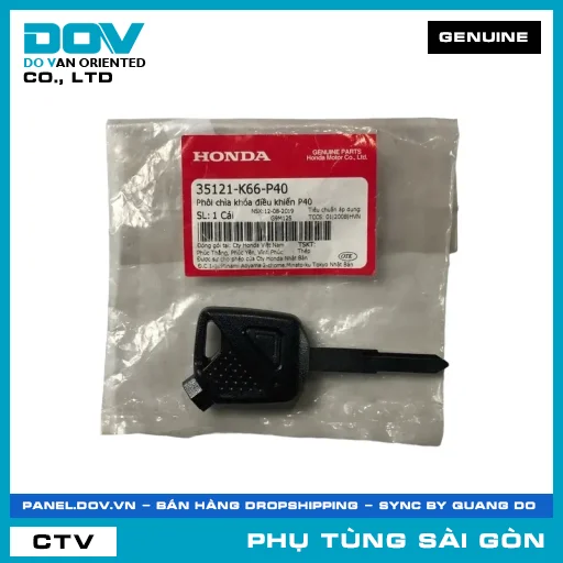 PHÔI CHÌA KHÓA ĐIỀU KHIỂN P40 | HONDA PARTS CODE 35121K66P40 — 35121K66P40