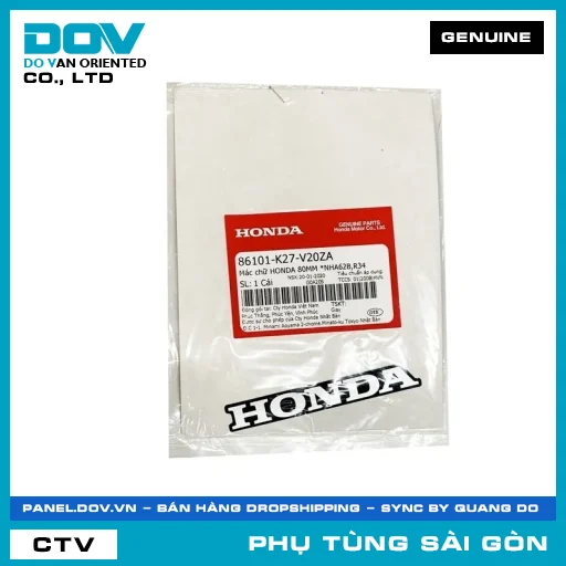 TEM DÁN CHỮ HONDA 80MM *NHA62B,R34 | HONDA PARTS CODE 86101K27V20ZA — 86101K27V20ZA