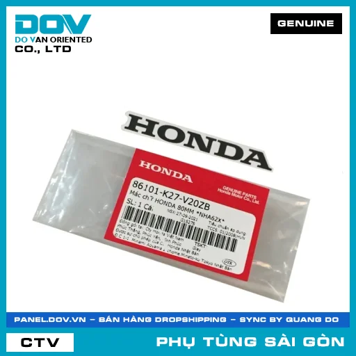 TEM DÁN CHỮ HONDA 80MM *NHA62X* | HONDA PARTS CODE 86101K27V20ZB — 86101K27V20ZB