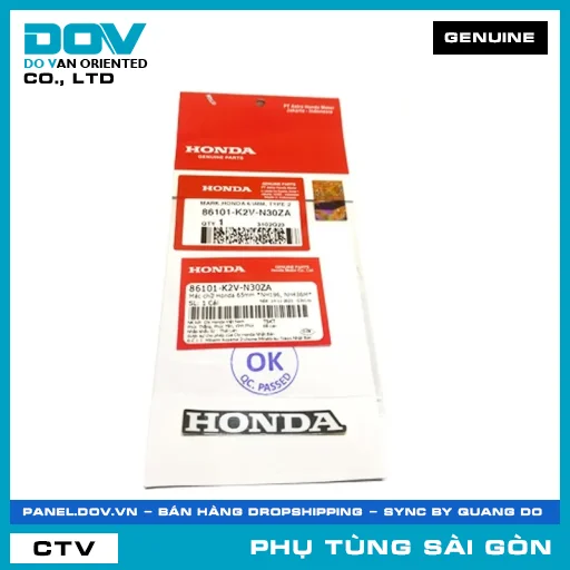 TEM DÁN CHỮ HONDA 65MM *NH196, NH436M* | HONDA PARTS CODE 86101K2VN30ZA — 86101K2VN30ZA