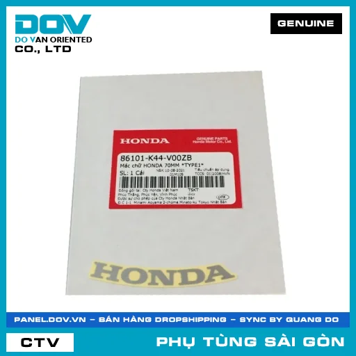 TEM DÁN CHỮ HONDA 70MM *NH411* | HONDA PARTS CODE 86101K44V00ZB — 86101K44V00ZB