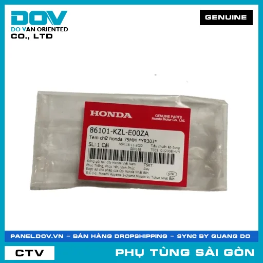 TEM CHỮ HONDA 75MM *YR303* | HONDA PARTS CODE 86101KZLE00ZA — 86101KZLE00ZA