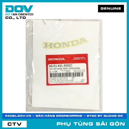 TEM CHỮ HONDA 75MM *B206,NHA69 | HONDA PARTS CODE 86101KZLE00ZC — 86101KZLE00ZC