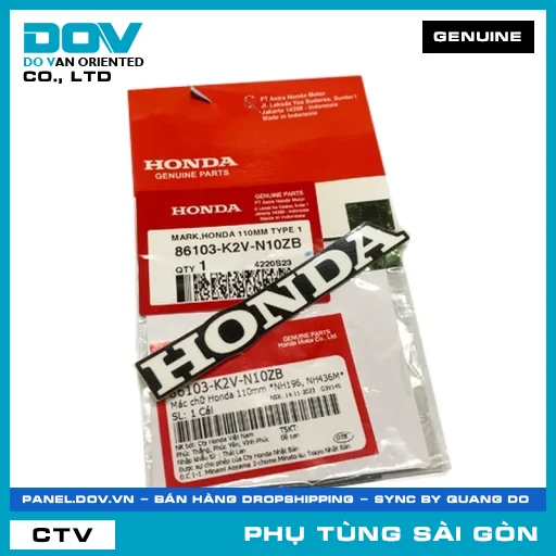TEM DÁN CHỮ HONDA 110MM *NH196, NH436M* | HONDA PARTS CODE 86103K2VN10ZB — 86103K2VN10ZB