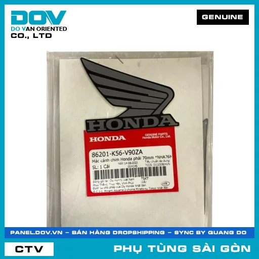 TEM DÁN CÁNH CHIM HONDA PHẢI 70MM *NHA76M* | HONDA PARTS CODE 86201K56V90ZA — 86201K56V90ZA