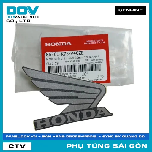 MARK CÁNH CHIM PHẢI 80MM *NHA62M* | HONDA PARTS CODE 86201K73V40ZE — 86201K73V40ZE